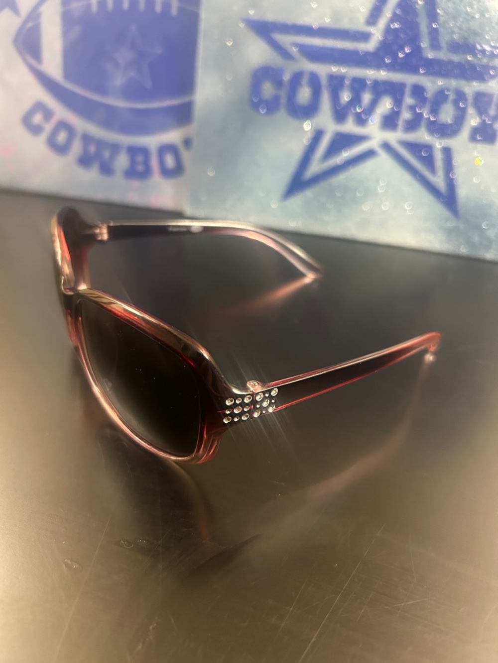 Polarized Women's Sunglasses with Rhinestone Accent - Purple